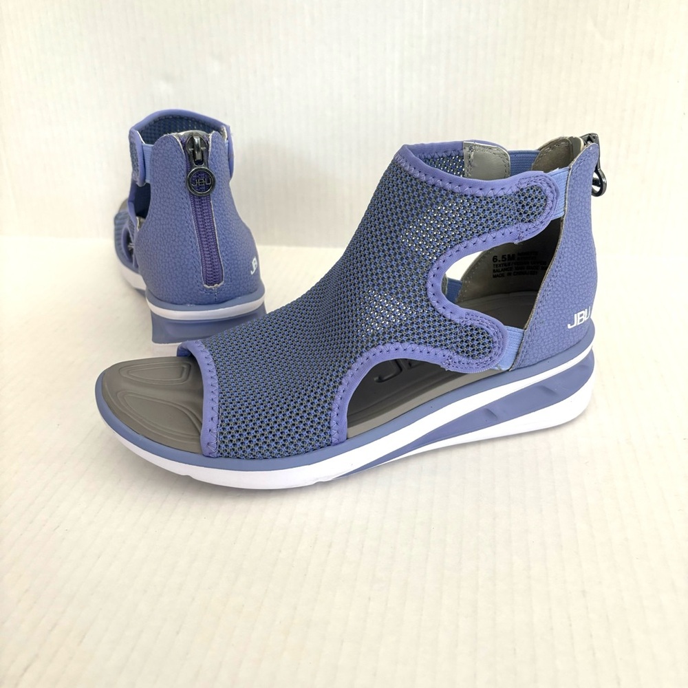 JBU Sport Nanette Purple Grey Zip Heel Open Toe Wedge Sandals Shoes Womens 6.5 - Picture 2 of 13